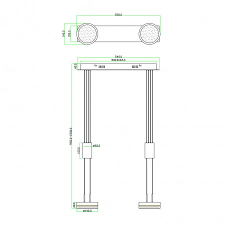 Regletté de plafond á LED Franklin Dimmable (2x9W)