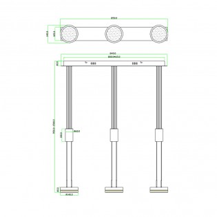 Regletté de plafond á LED Franklin Dimmable (3x9W)