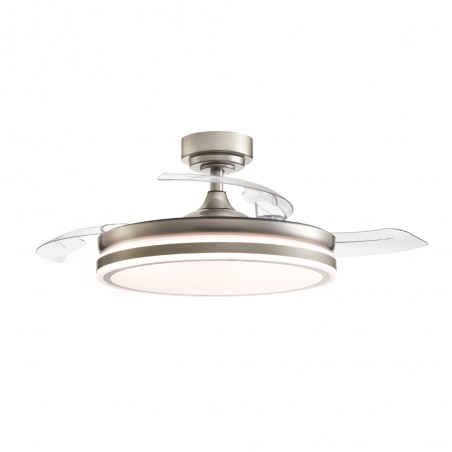 Ventilateur à LED avec pales rétractables Perla Niquel CCT (72W)