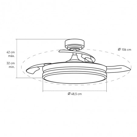 Ventilateur à LED avec pales rétractables Oroel Nickel CCT (45W)