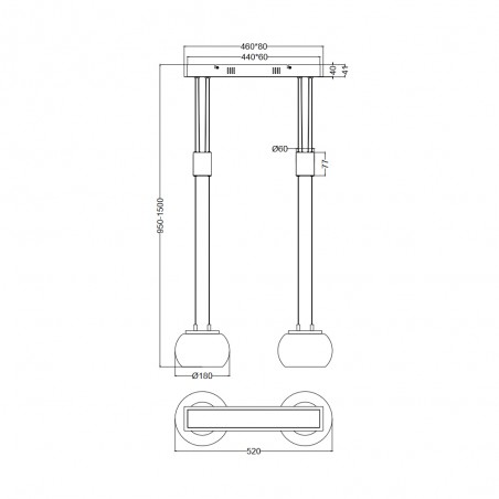 Regletté de plafond LED Madison Opal Dimmable (2x8W)