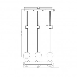 Regletté de plafond LED Madison Opal Dimmable (3x8W)