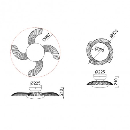 Ventilador LED con aspas desplegables Aloha CCT (45W)