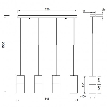 Lampe a suspension Robin (4 Lumieres)