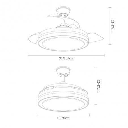 Ventilateur LED avec pales pliantes Esparta Mini CCT (72W)