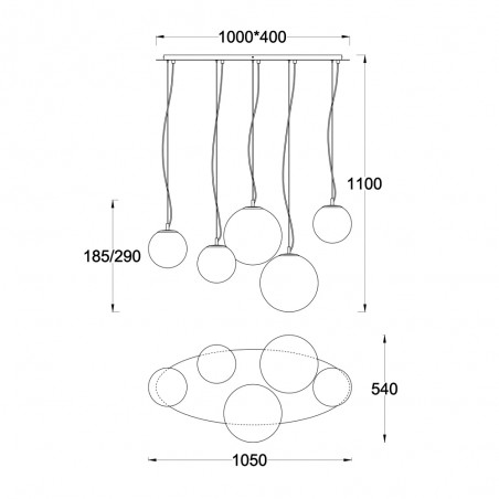Lampe de suspension Basic Form II (5 lumieres)