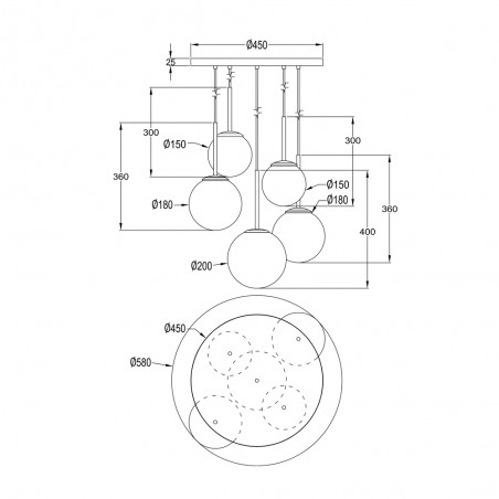 Lampe de suspension Basic Form (5 lumieres)
