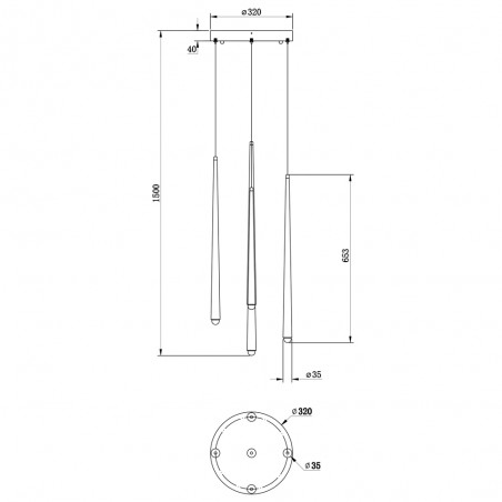 Lampe de plafond á LED Cascade (5x6W)