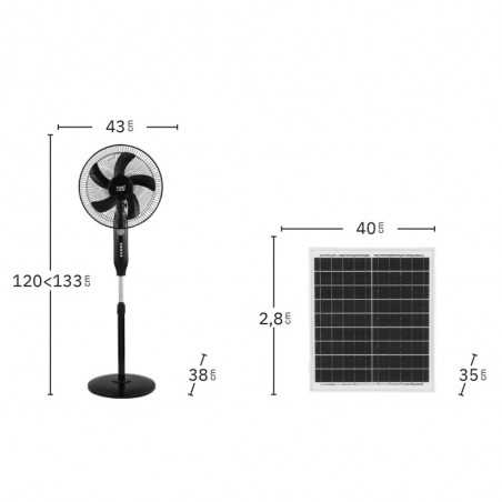 Ventilateur sur pied avec panneau solaire Boreal (30W)