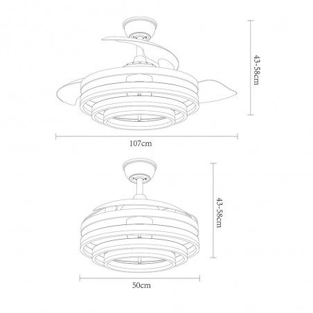 Ventilateur LED avec pales pliantes Kai CCT (72W)