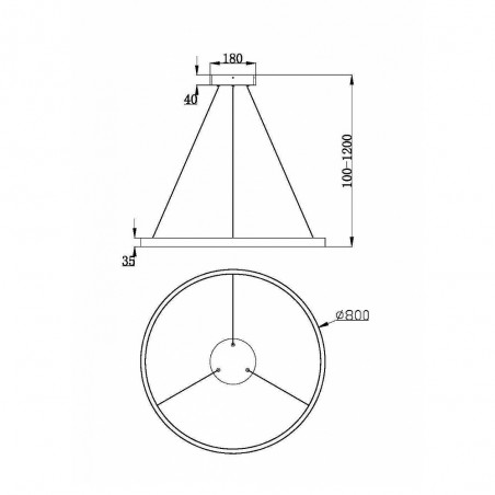 Lampe a suspension Led Rim Noir (51W)