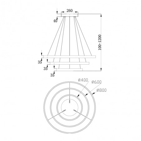 Lampe de plafond Led Rim Noir (88W)