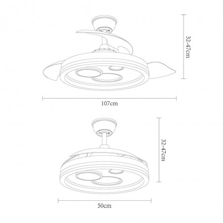 Ventilateur LED avec pales pliantes Turia CCT (72W)