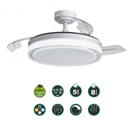 Ventilateur à LED avec pales rétractables Oroel Blanc CCT Dim (72W)