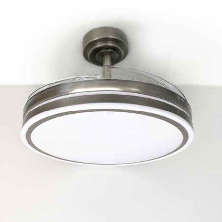 Ventilateur à LED avec pales rétractables Perla Niquel CCT (72W)