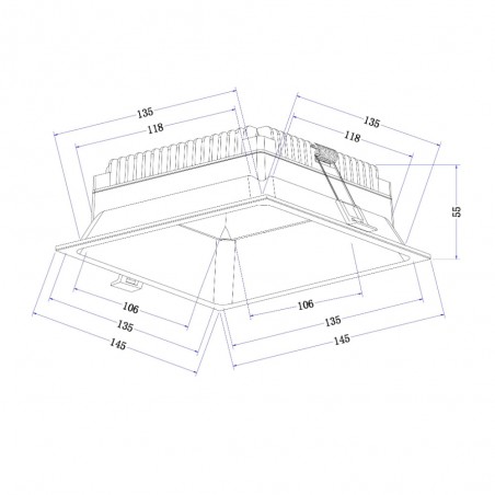 Downlight encastré á LED Okno Carre (18W)