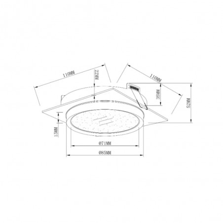 Encastré de plafond Hoop Carré