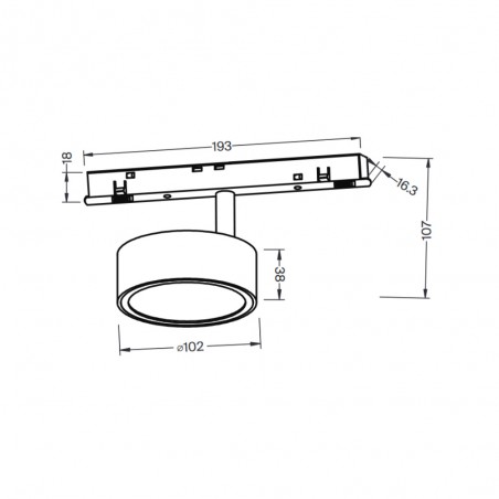 Spot sur rail magnétique à LED Rado CCT Exility (18W)