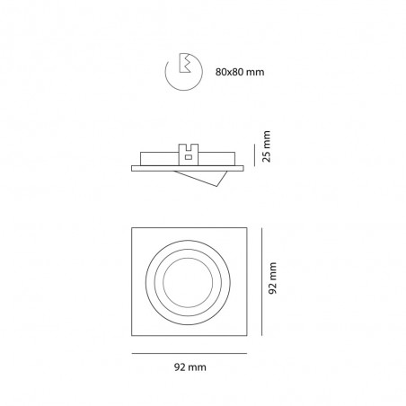 Spot encastrable CLASSIC carré aluminium