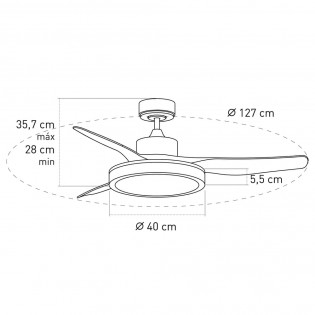 Ventilateur de plafond á LED Aran CCT (36W)
