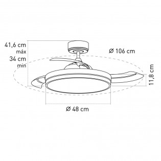 Ventilateur á LED avec pales pliantes Anayet CCT (36W)