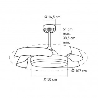 Ventilateur á LED avec pales pliantes Batán CCT Smart (35W)