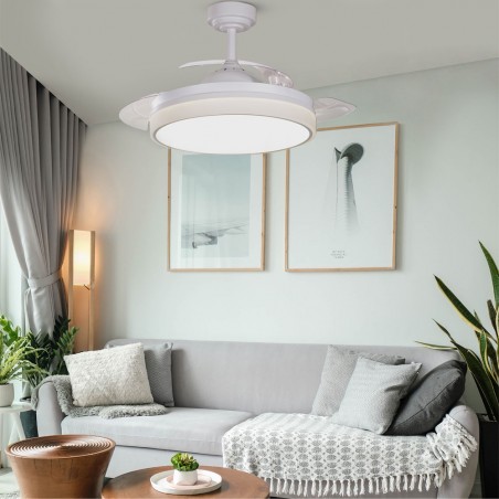 Ventilateur á LED avec pales pliantes Vera CCT Dim (30+10W)