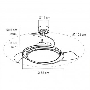 Ventilateur á LED avec pales pliantes Antila CCT Dim (60W)