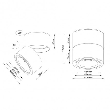 Spot de plafond regable á LED Yin Dimmable (15W)
