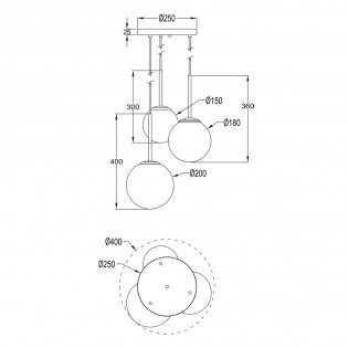 Lampe de suspension Basic Form Or (3 lumieres)