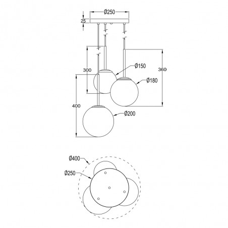 Lampe de suspension Basic Form Or (3 lumieres)