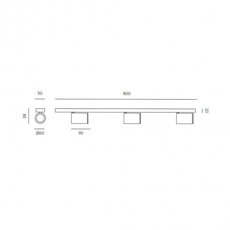 Regletté de plafond á LED Noon (3x5W)