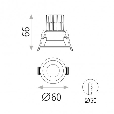 Plafonnier encastré LED Kidal (6W)