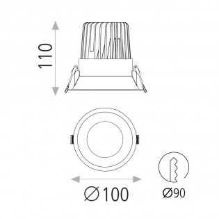 Spot encastré de plafond LED Kidal (13W) II