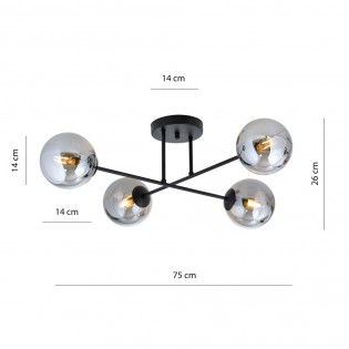 Plafonnier Nicolo Graphite (4 lumieres)