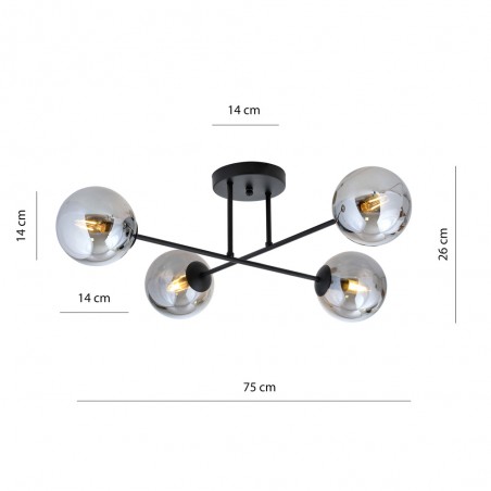 Plafonnier Nicolo Graphite (4 lumieres)