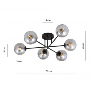 Plafonnier Nicolo Graphite (6 lumieres)