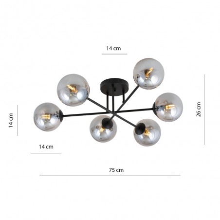 Plafonnier Nicolo Graphite (6 lumieres)