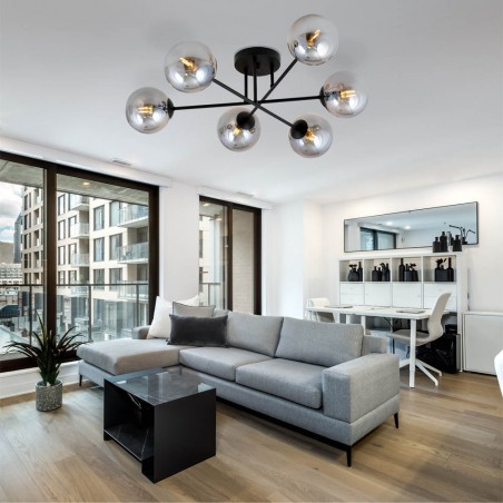 Plafonnier Nicolo Graphite (6 lumieres)