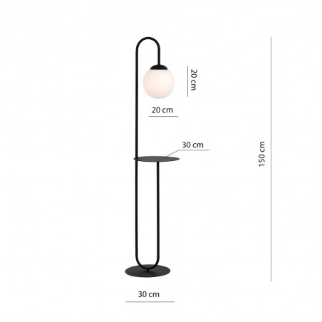 Lampadaire avec table Alcare Noir