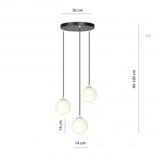 Lampe de suspension Gala Noir (3 lumieres)