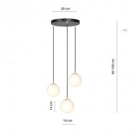 Lampe de suspension Gala Noir (3 lumieres)
