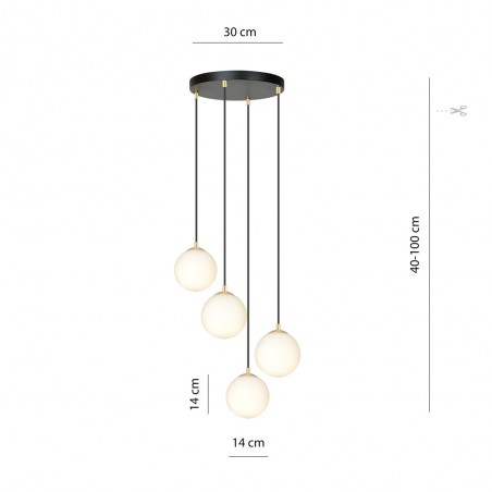 Lampe de suspension Gala Noir (4 lumieres)