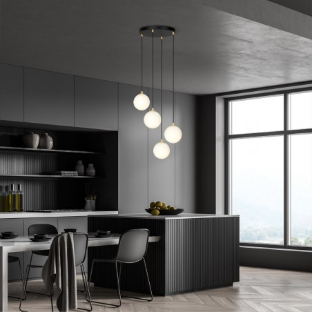 Lampe de suspension Gala Noir (4 lumieres)