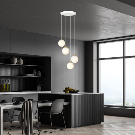 Lampe de suspension Gala Blanc (4 lumieres)