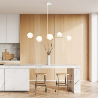 Lampe de plafond Cuaron II Opale (6 lumieres)