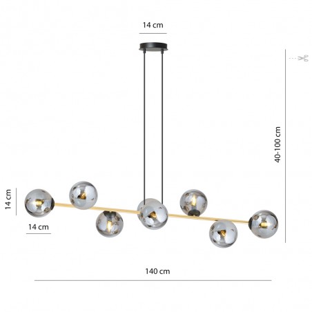 Lampe de plafond Cuaron Graphite (8 lumieres)