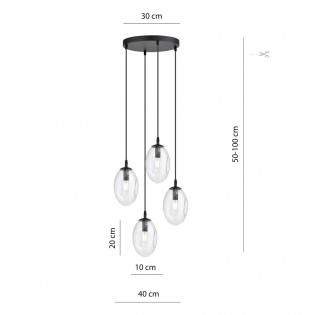 Lampe de plafond Celeste Transparent (4 lumieres)