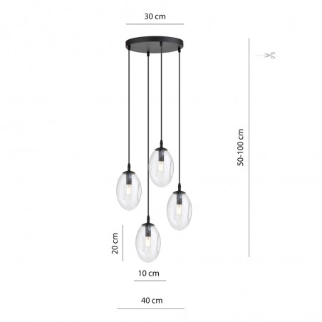 Lampe de plafond Celeste Transparent (4 lumieres)