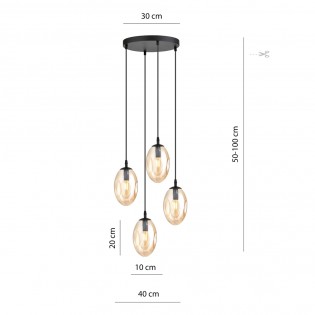 Lampe de plafond Celeste Ambre (4 lumieres)